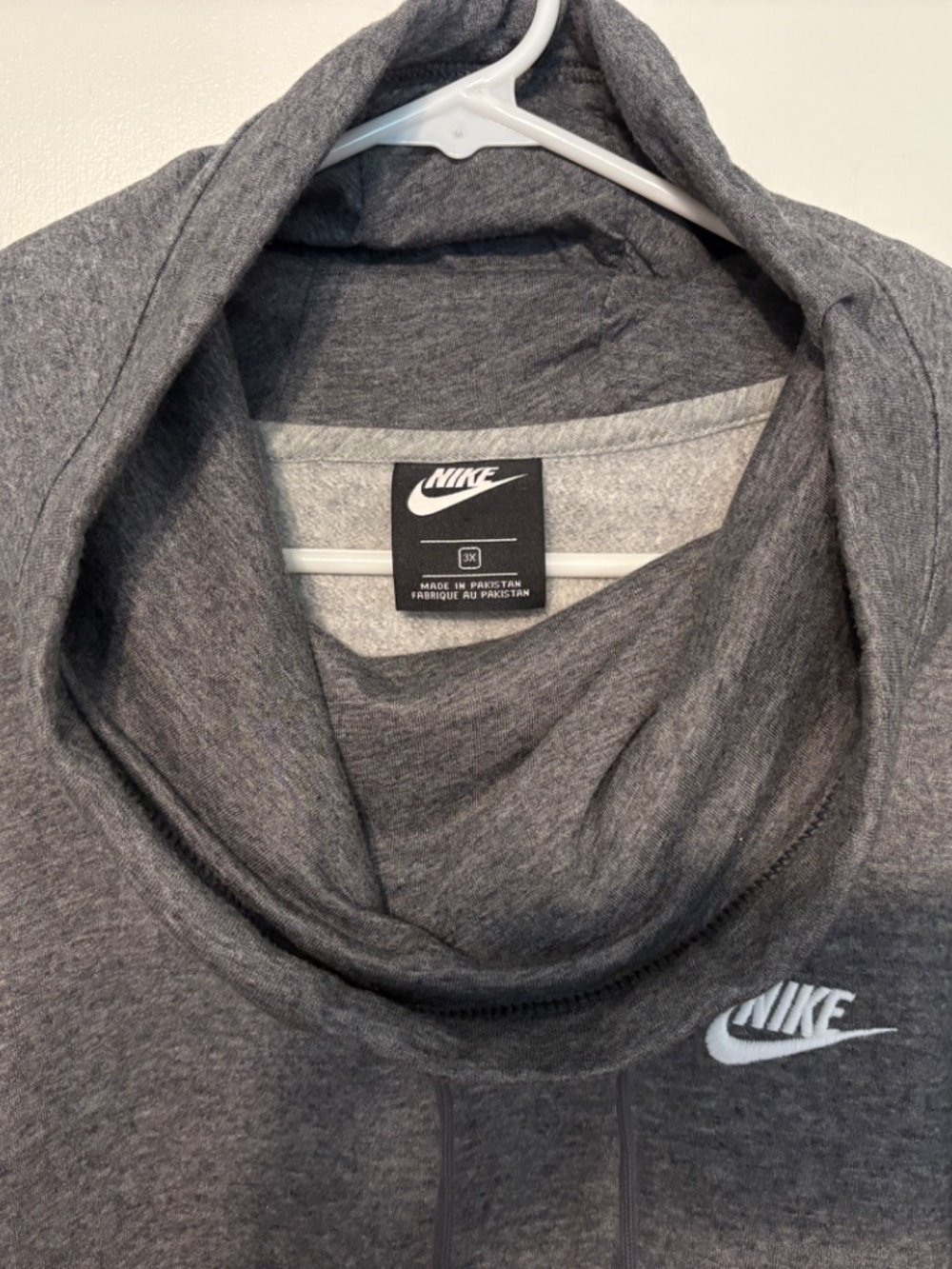 Nike Sportswear Women's Plus L/S Cowl-Neck Pullover Hoodie Sweatshirt 3X Gray - Picture 3 of 9